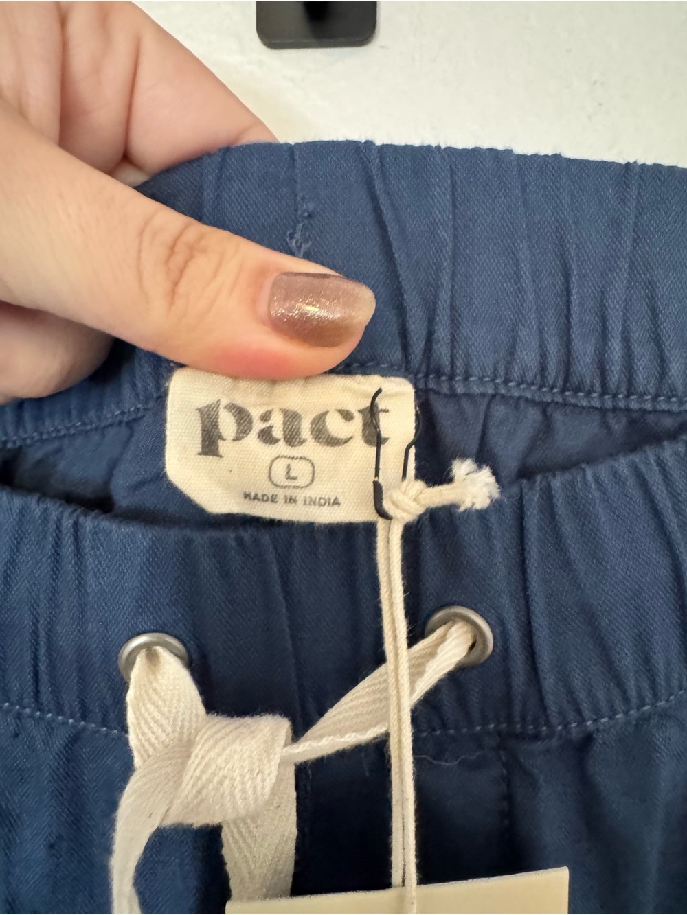 NEW Pact Organic Cotton Daily Twill Cropped Pants Blue Large NWT - Picture 5 of 9